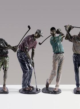 简约高尔夫运动人物树脂工艺品创意客厅家居书房书桌装饰摆件