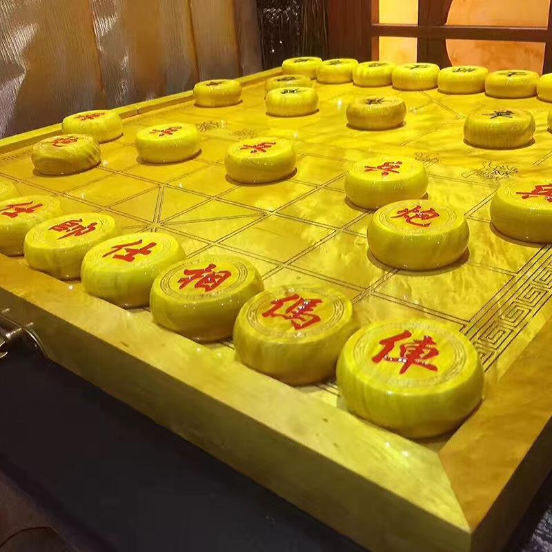 金丝楠木家居摆件中国象棋 大叶桢楠象棋摆件 皮革折叠棋盘