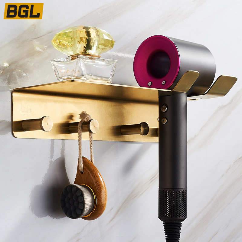新款浴室吹风机架不锈钢免打孔壁挂风筒架浴室置物架卫生间挂衣钩