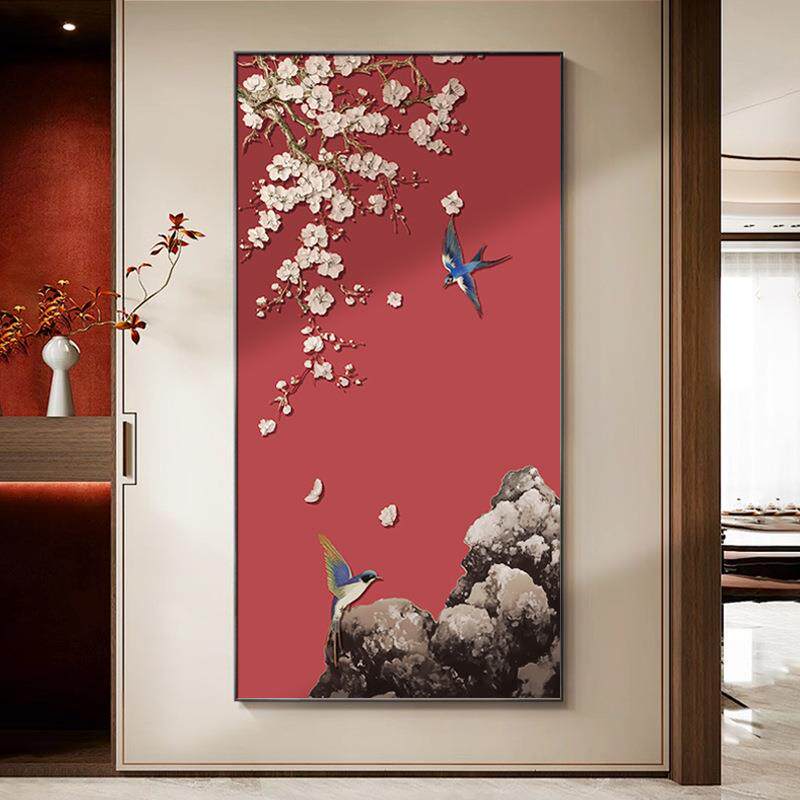 盈浩新中式入户玄关挂画竖版烫金风口/风叶/风机配件