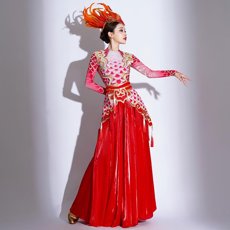 正品开凤场舞大气摆裙演出服服女大中国风2025新款与行央视春晚舞图片