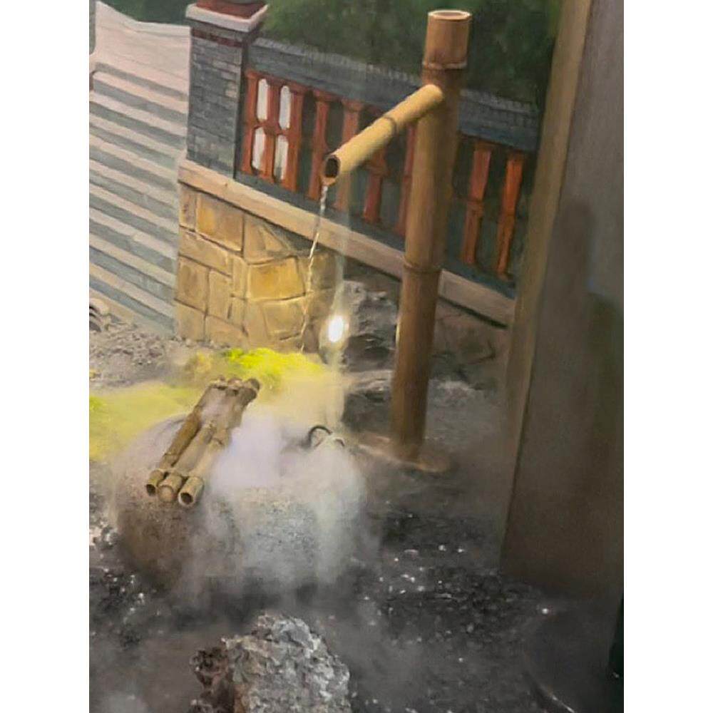 炭化竹管水流器，石碗，水景，室外阳台槽池，禅竹炖循环水装饰，