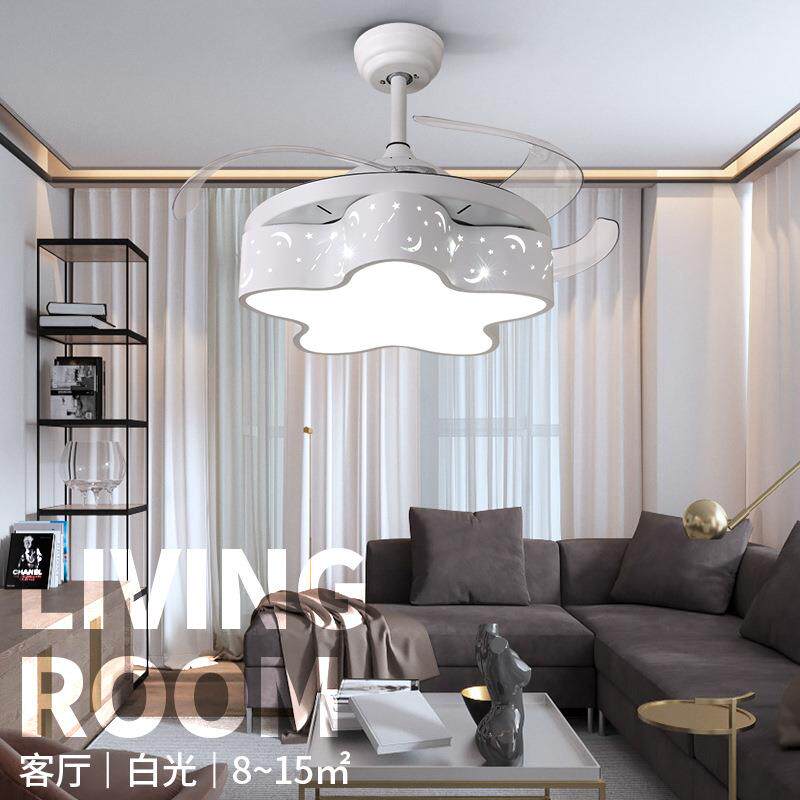 儿童风扇灯北欧隐形吊扇灯餐厅灯儿童房卧室女孩公主房间风扇吊灯