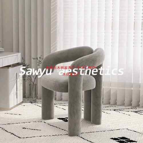 妆简约奶风家用化椅油未知梳妆凳美甲店椅子简约感卧室餐单人休闲