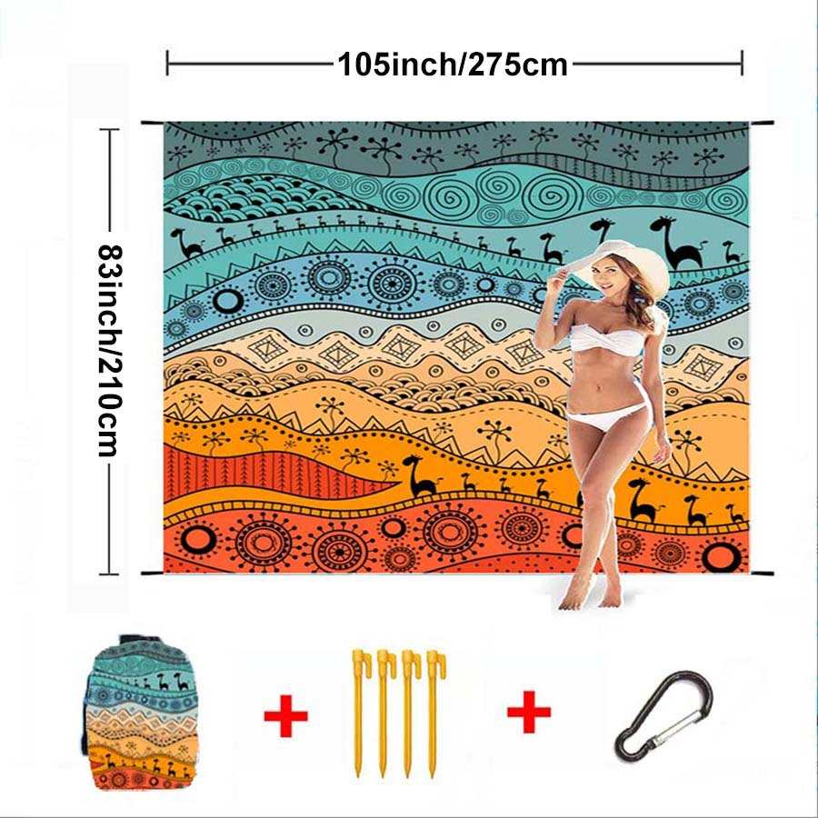 厂家批发跨境亚马逊夏季热销草地野餐超大号沙滩垫Sand Beach mat