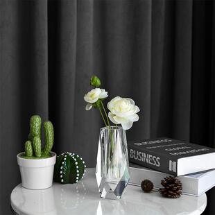 轻奢菱形水晶玻璃花瓶摆件透明水培干花百合富贵竹插花器K9水晶