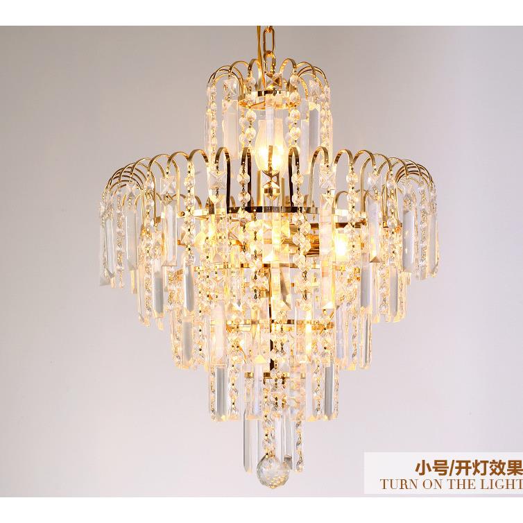 奢华水晶吊灯欧式时尚卧室餐厅楼梯过道LED水晶灯饰金黄色吊灯