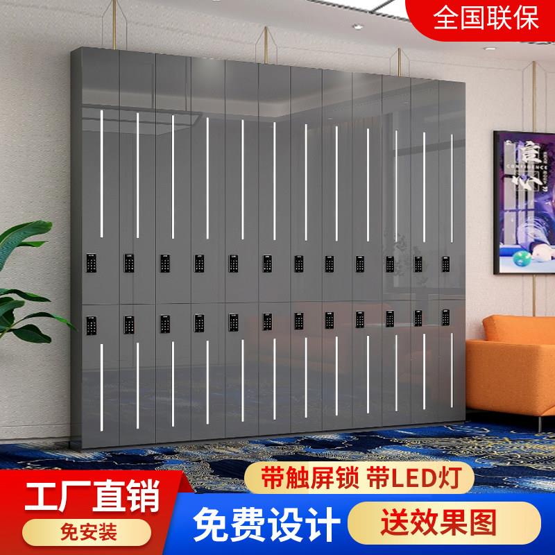 高档台球杆展示柜简约台球室会员发光存杆柜密码锁两层球杆柜定制