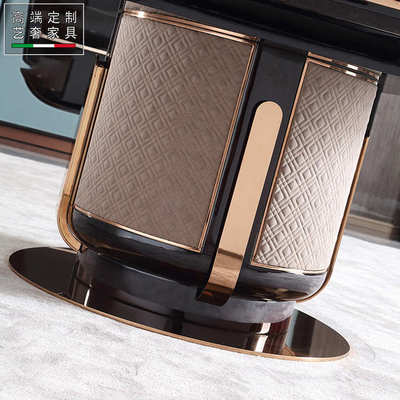 奢后现代大理石实木餐桌组合天然家具夏巴圆转盘桌椅饭高带餐桌