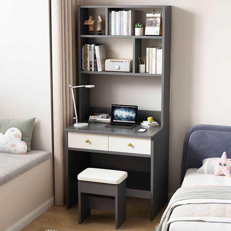 书桌书柜一体小户型实木学习桌儿童学生家用卧室桌子带抽屉电脑桌