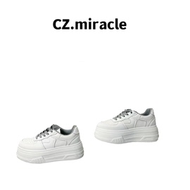 高品质6.5厚底头层牛皮天然橡胶绑带板鞋休闲小白鞋JZ-22062