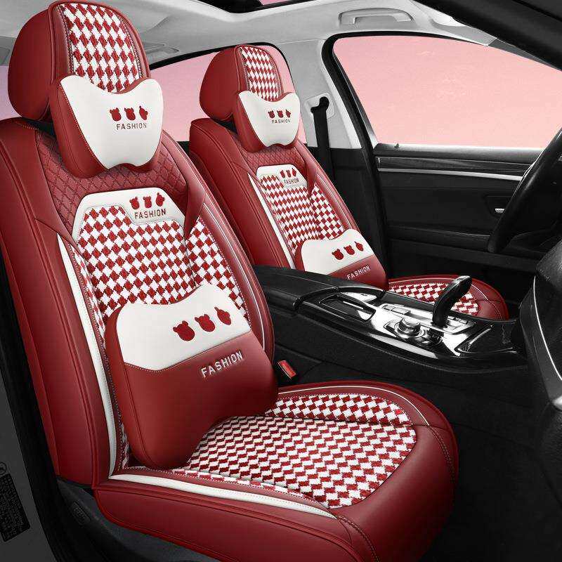 汽车坐垫亚麻四季通用皮革座套千鸟格座垫秋冬季新款布艺全包围
