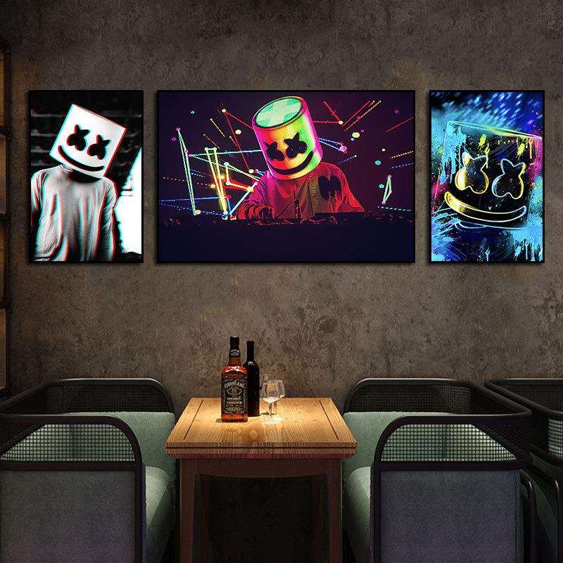Marshmello棉花糖挂画酒吧电音轰趴馆壁画克里斯·康斯托克装饰画