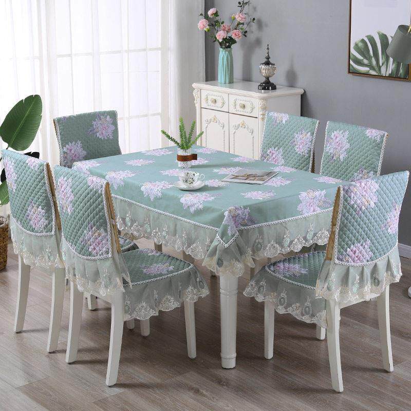 桌布布艺餐桌椅子套罩茶几长方形餐桌布椅套椅垫套装现代简约家用