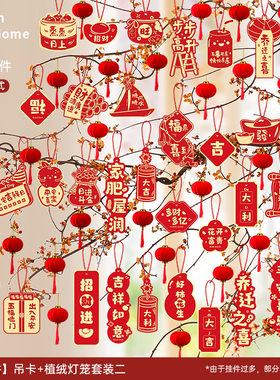 挂树上的装饰品树枝树干新年挂件布置吊牌盆景桃花银柳小2025乔迁