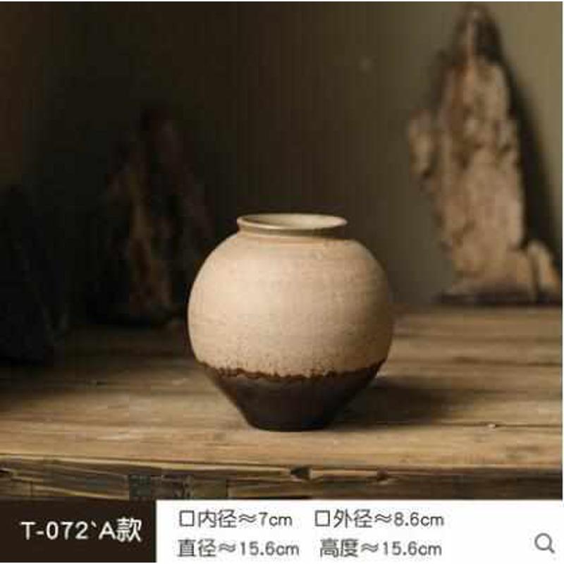 陶插花复古宿摆件日式手工陶罐禅意摆设室内装饰艺术花瓶陶瓷粗民