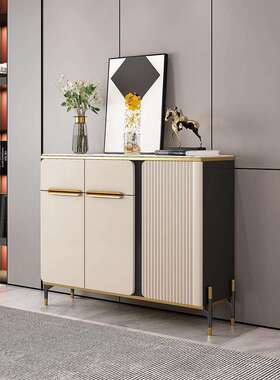 奢岩板餐边柜靠轻茶IDG墙厨房碗柜储物置物柜现代简轻奢酒水一约