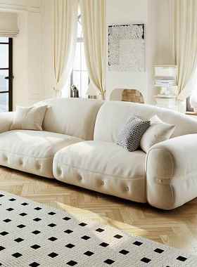 慵沙懒位奶油风mzb1132发客厅简约现代法式抓猫布小户型三人家用