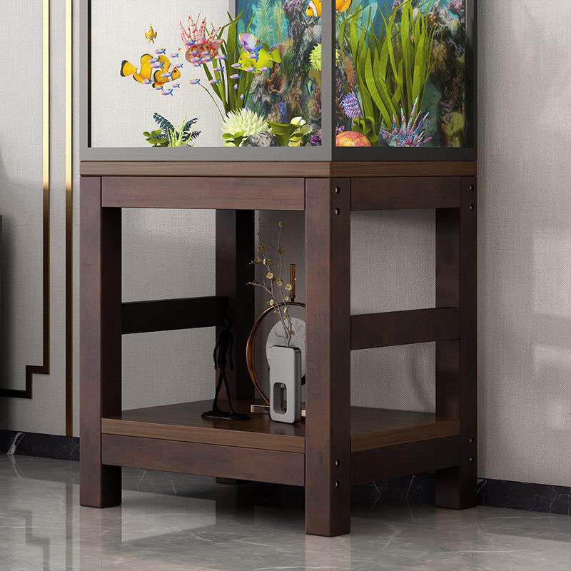 简约现代实木鱼缸底柜定做底座架子高端简易家用小型隔断鱼缸客厅