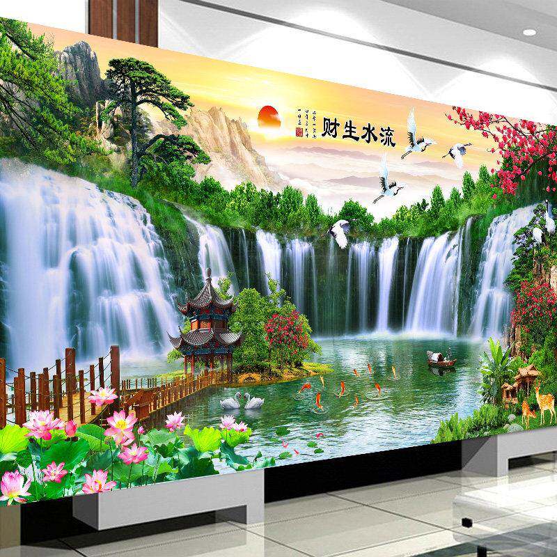 十字绣2025新款钻石绣客厅山水画风景5D贴钻石画满钻圆钻简约现代