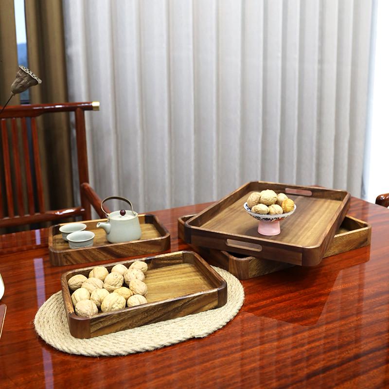工厂直销相思木圆角长方形木托盘实木盘子茶盘酒店水杯盘零食盘