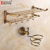 古全仿青铜折叠毛装 欧式 巾架 浴巾架套 卫生间浴室置 古铜色 正品