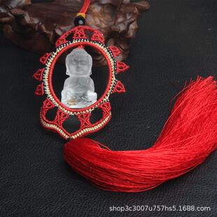 天然白水晶宝宝佛车挂释迦摩尼童子佛挂饰手工编假一赔十实体