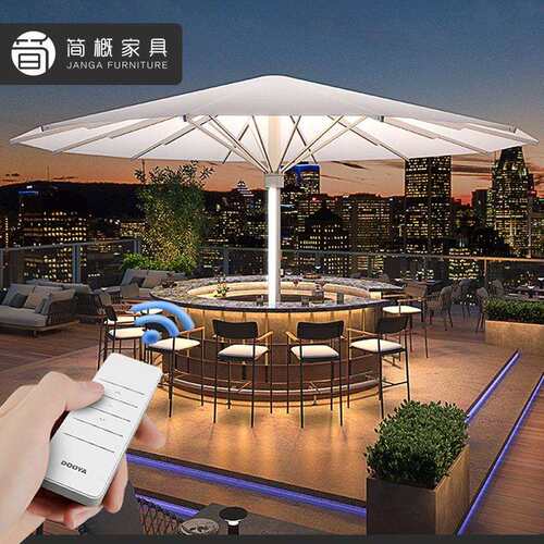 大型户外别墅遮阳伞庭院花园防雨防晒罗马伞酒店商用带灯罗马伞