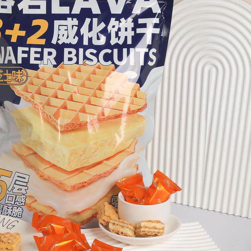零食特区熔岩3+2威化饼干 干500g/袋芝士味香酥脆零食小吃独立小