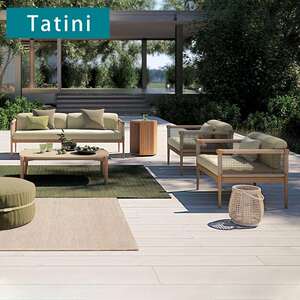 北欧户外沙发庭院别墅防水防晒室外花园简约现代休闲藤编柚木沙发