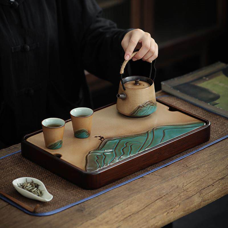 式茶托盘复古21608储具水盘窑变茶盘便捷干泡盘家陶用小日号茶台