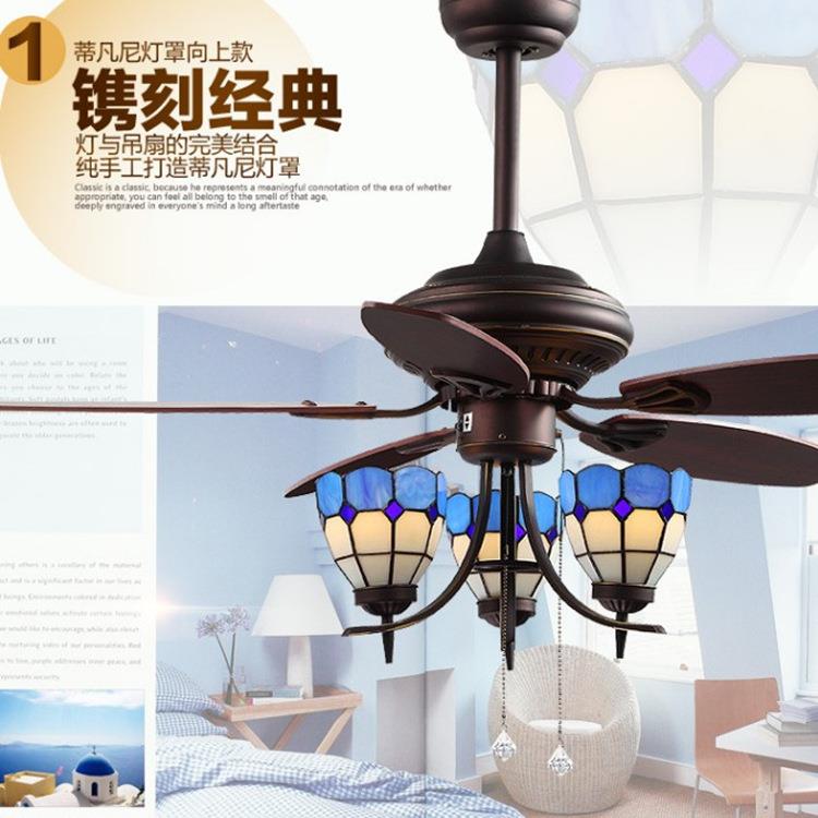 美式乡村吊扇灯欧式仿古木叶电扇灯客厅餐厅风扇灯复古吊灯厂家