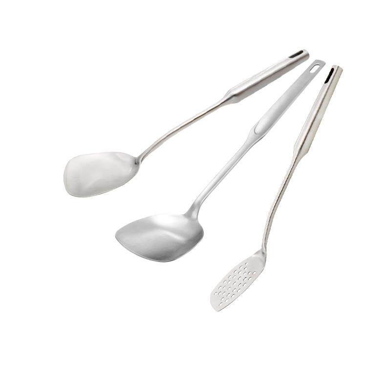 Momscook 304不锈钢煎铲防烫锅铲平铲漏铲炒菜铲长柄加厚厨具