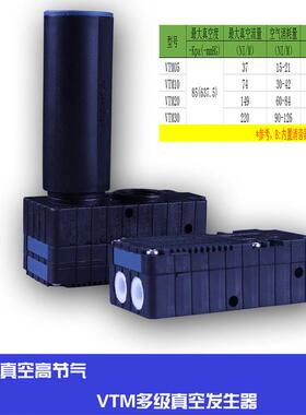 VTM 20 30 50省气节能静音大流量多级真空发生器气动大吸力产生器