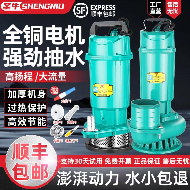 潜水泵220V高扬程大流量家用农用抽水泵灌溉3寸4寸清水泵抽水机