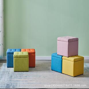 凳懒人服坐装 1鞋 凳 试布艺收入户沙发凳可人棉麻纳凳可折叠换换鞋