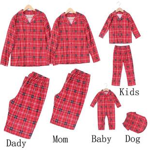 Pajamas Matching Plaid Cotton Father Christmas Mother Family