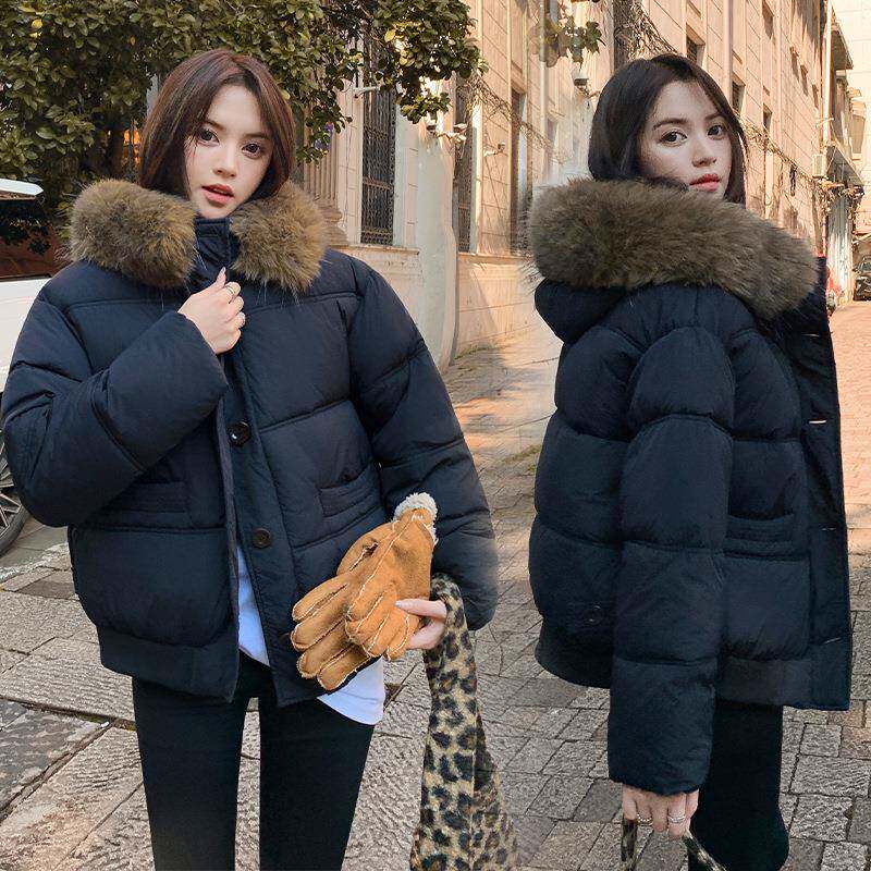 冬季新款韩版羽绒棉服女宽松棉衣2025休闲短款大毛领棉袄外套加厚