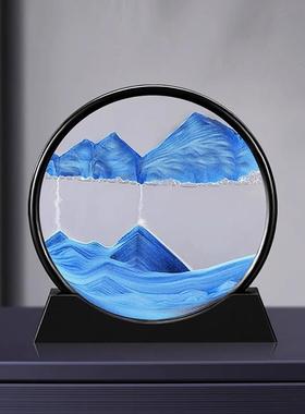 流沙画沙漏摆件客厅电视柜装饰品创意办公室轻奢礼物房间大气解压