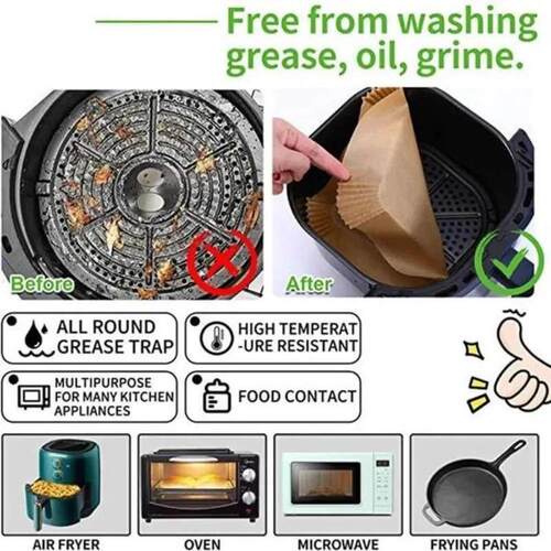 Large Square Air Fryer Paper Liners Disposable Parchment