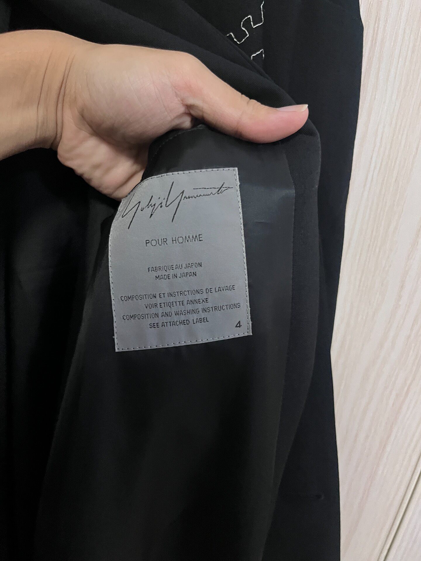 Yohji Yamamoto Black Wool Embroidery Coat — back