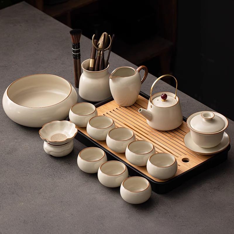 2025新款汝窑茶具套装家用泡茶用品轻奢高档茶壶茶杯茶盘整套茶具
