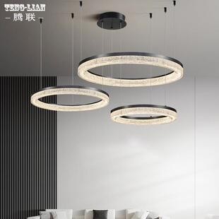全铜极简客厅吊灯别墅餐厅主卧室圆圈吊灯轻奢高级感房间吊灯具