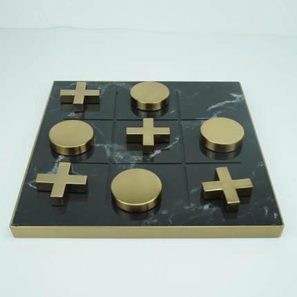 现代轻奢创意金属亚克力XO棋盘摆件客厅样板房茶几家居桌面装饰品