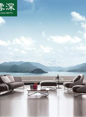 户外沙发菠萝格实组木休闲藤椅50670茶桌露合防水酒店台别墅阳庭院家具