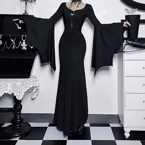 Women's Plain Ruched Mermaid Maxi Fit Dress Elegant Formal