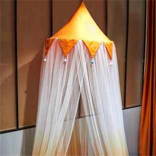 205新sxj20220款 变色橘黄蚊2帐三开门顶圆家用吊顶免打孔安渐装