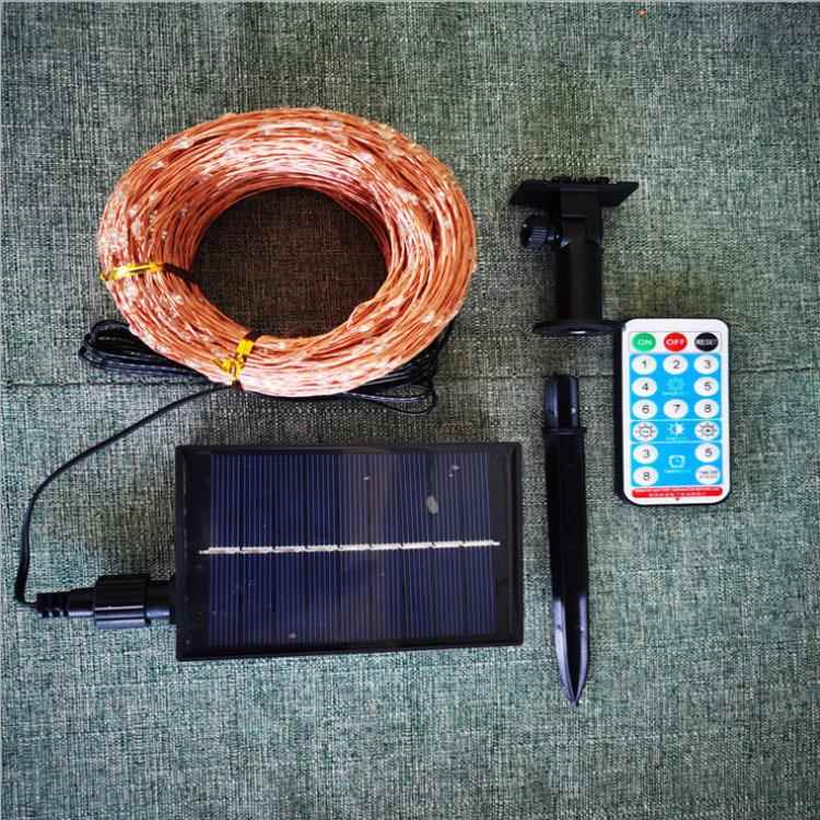 LED太阳能无线遥控铜线灯串圣诞节庭院装饰灯户外防水串灯