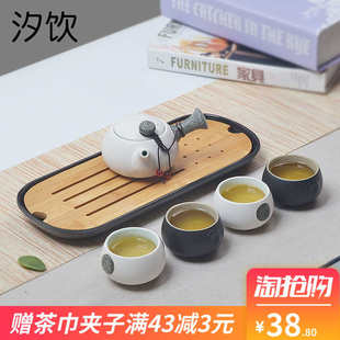 家用快客便携户外一壶二四杯单人茶杯酒店泡茶壶 旅行功夫茶具套装
