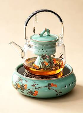 电陶炉煮茶器套装家用玻璃烧水茶壶泡茶办公室小型煮茶壶蒸煮茶器